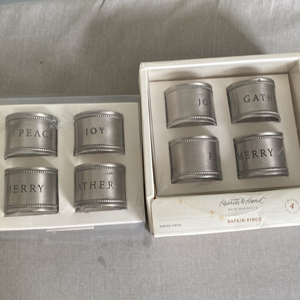 Hearth & Hand Magnolia Christmas Napkin Ring Sets (2 sets) NEW